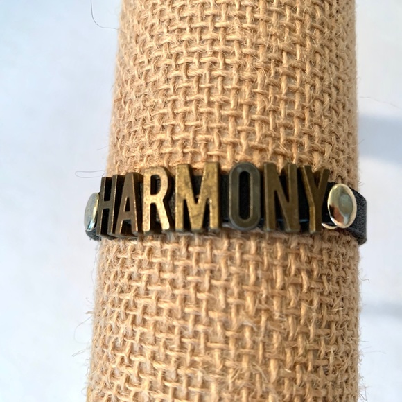 HARMONY Brass Letters Leather Buckle Bracelet - Picture 6 of 16